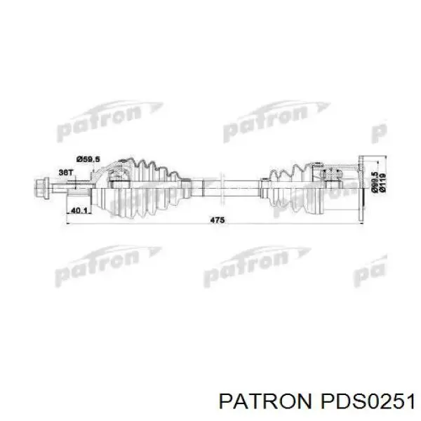 Піввісь (привід) передня, ліва PDS0251 Patron