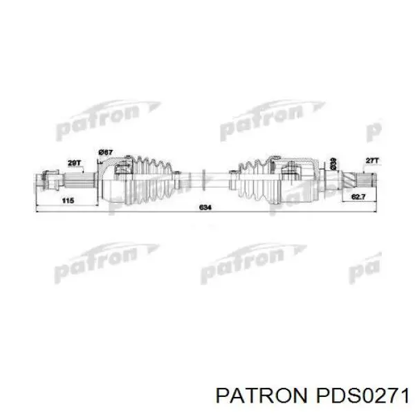 Піввісь (привід) передня PDS0271 Patron