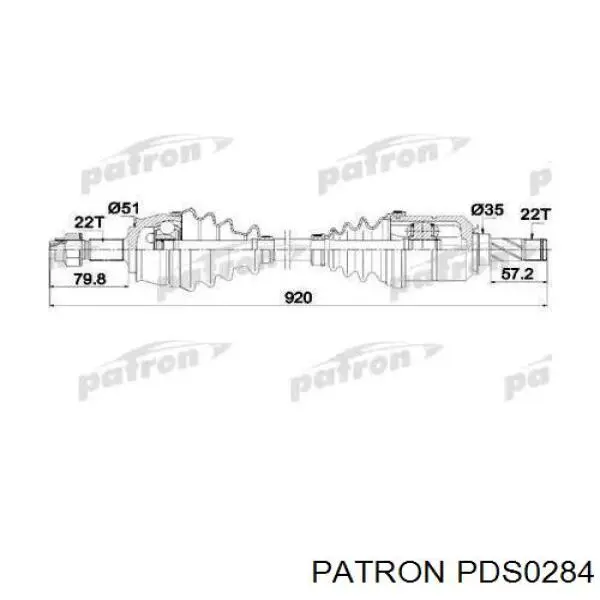 Піввісь (привід) передня, права PDS0284 Patron