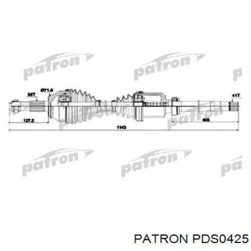 Піввісь (привід) передня, права PDS0425 Patron
