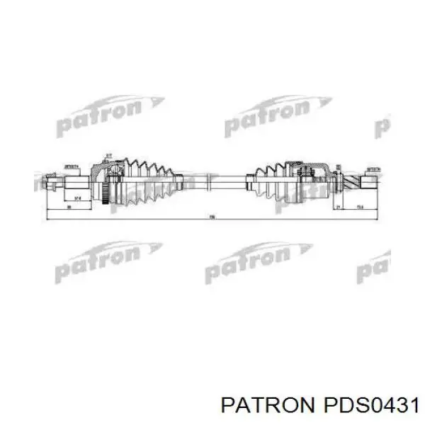 Піввісь (привід) передня, ліва PDS0431 Patron