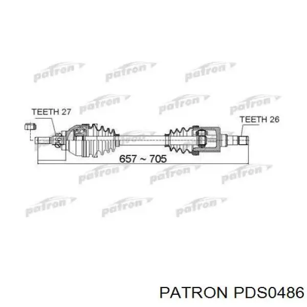 Піввісь (привід) передня, ліва PDS0486 Patron