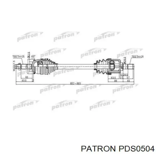 Піввісь (привід) передня, ліва PDS0504 Patron