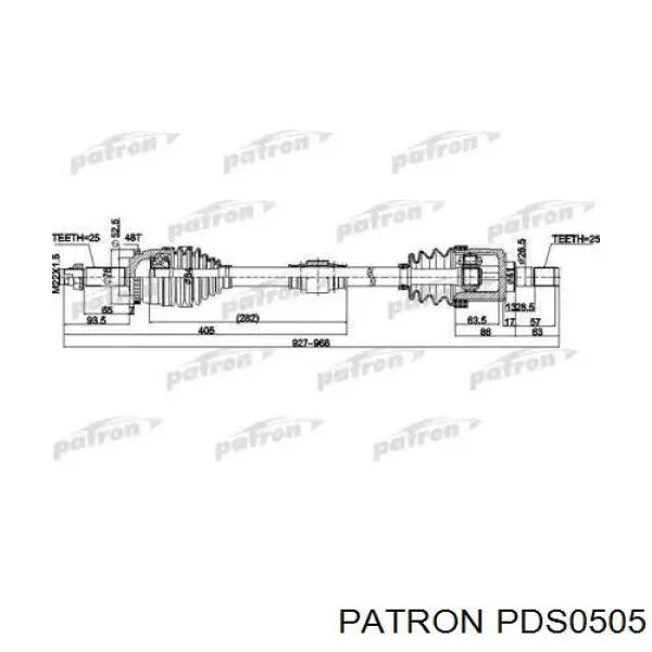 Піввісь (привід) передня, права PDS0505 Patron