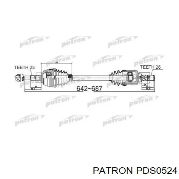 Піввісь (привід) передня, ліва PDS0524 Patron