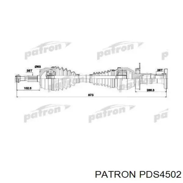 Піввісь (привід) передня, права PDS4502 Patron