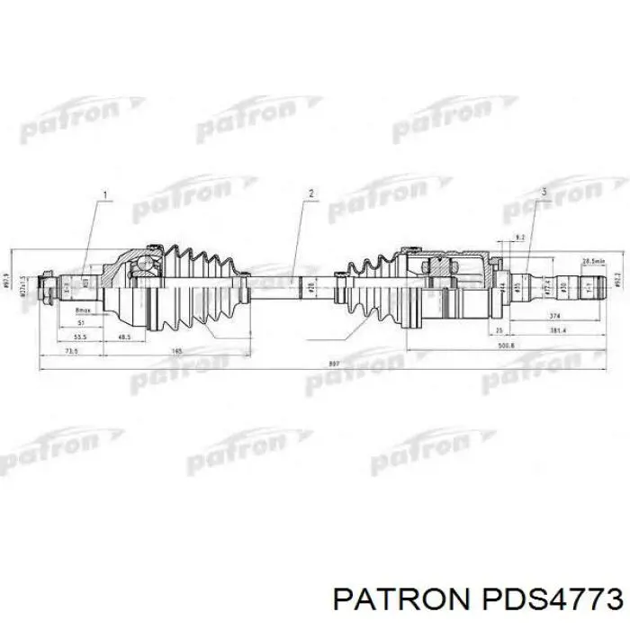 Піввісь (привід) передня, права PDS4773 Patron