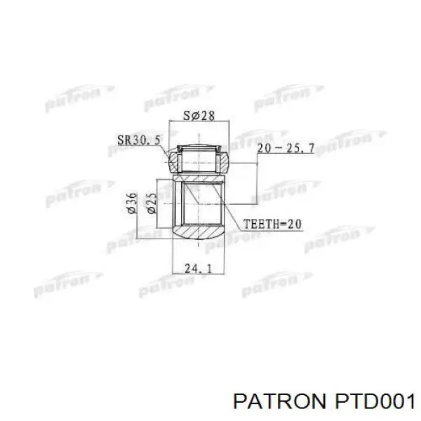 ШРУС внутрішній, тришиб/трипод/тріпоід PTD001 Patron