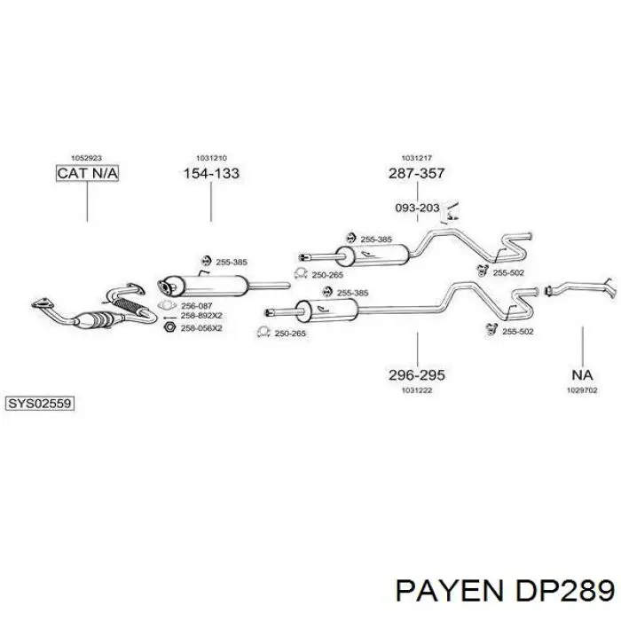DP289 Payen комплект прокладок двигуна, верхній