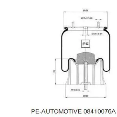 Купити 08410076A PE Automotive Пневмоподушка/Пневморессора моста