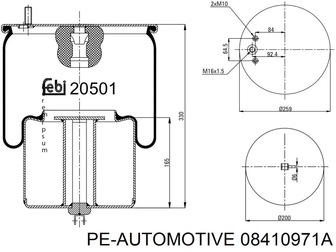 08410971A PE Automotive Ресора пневматичної підвіски