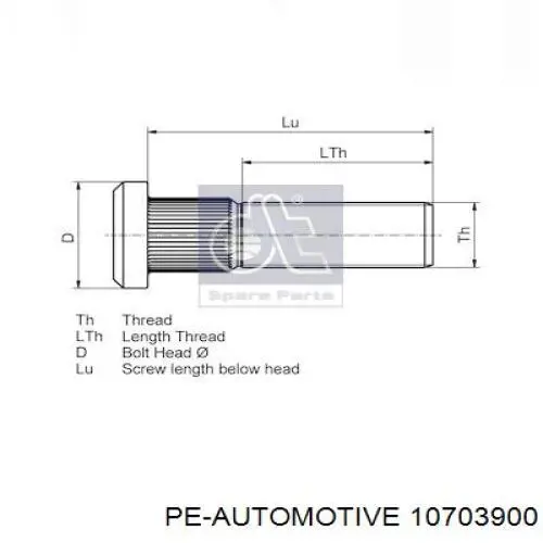 Шпилька маточини колеса передня PE Automotive 10703900 ціна, від 6.09 USD