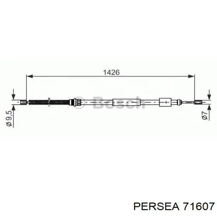 Трос ручного гальма задній, лівий 71607 Persea