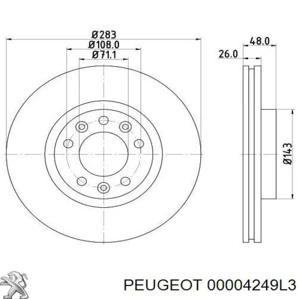 Купити 00004249L3 Peugeot/Citroen Ротор гальмівний
