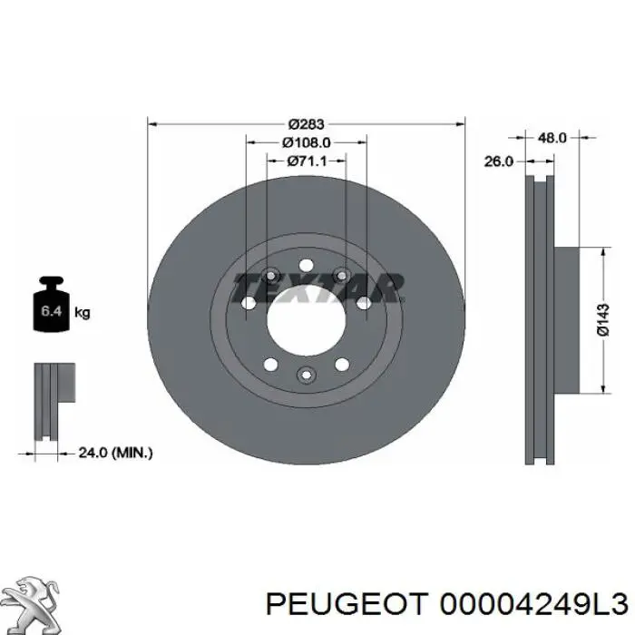 00004249L3 Peugeot/Citroen диск гальмівний передній