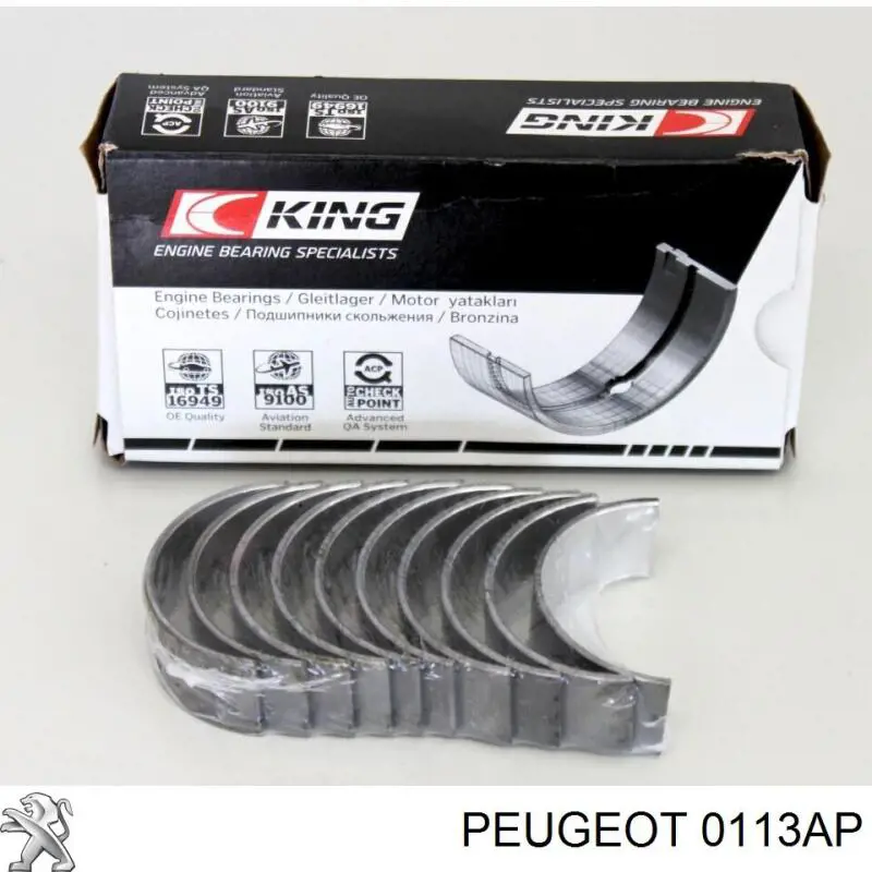 0113AP Peugeot/Citroen вкладиші колінвала, корінні, комплект, стандарт (std)