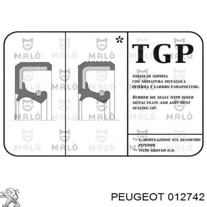 Сальник коленвала двигуна, передній Peugeot/Citroen 012742 ціна, від 11.71 USD