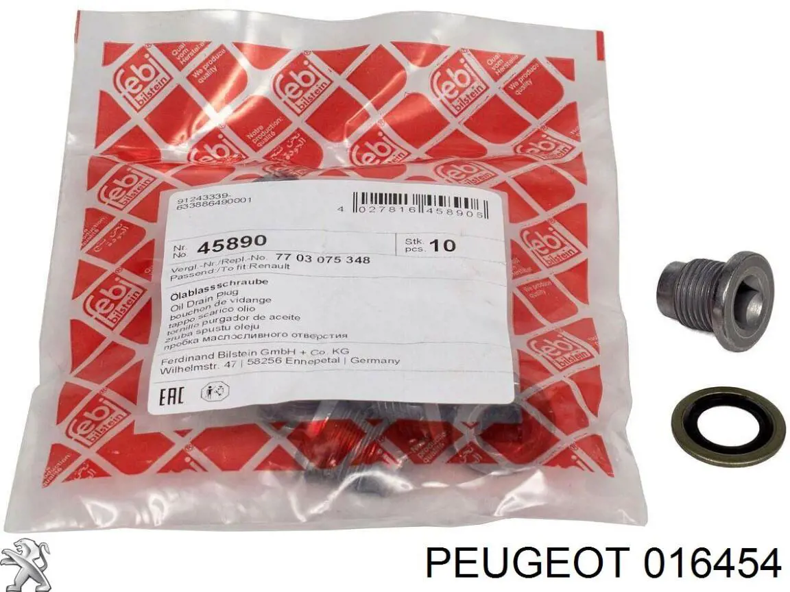 Купити 016454 Peugeot/Citroen Прокладка пробки піддону двигуна