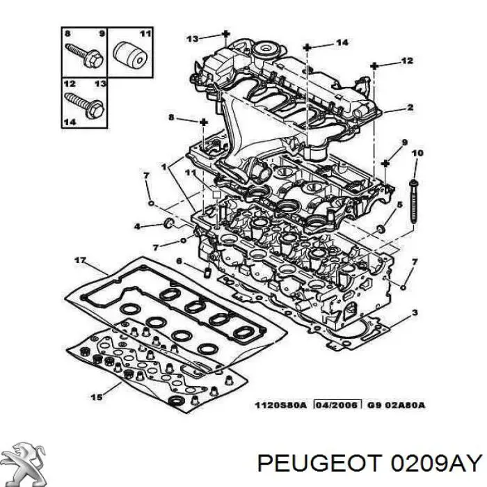 0209AY Peugeot/Citroen прокладка головки блока циліндрів (гбц)