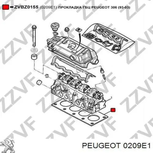 0209E1 Peugeot/Citroen прокладка головки блока циліндрів (гбц)