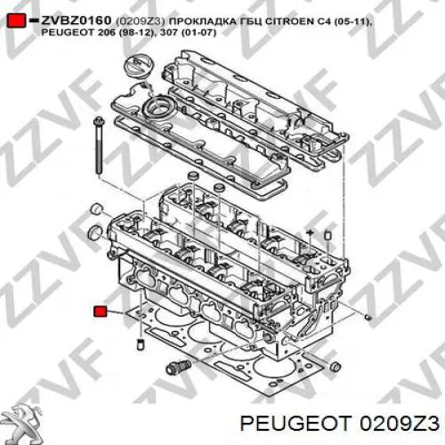 00000209Z3 Peugeot/Citroen прокладка головки блока циліндрів (гбц)