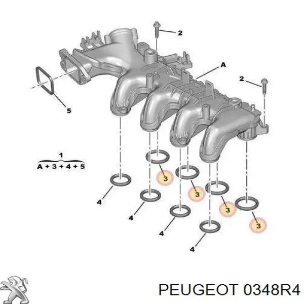 0348R4 Peugeot/Citroen прокладка впускного колектора