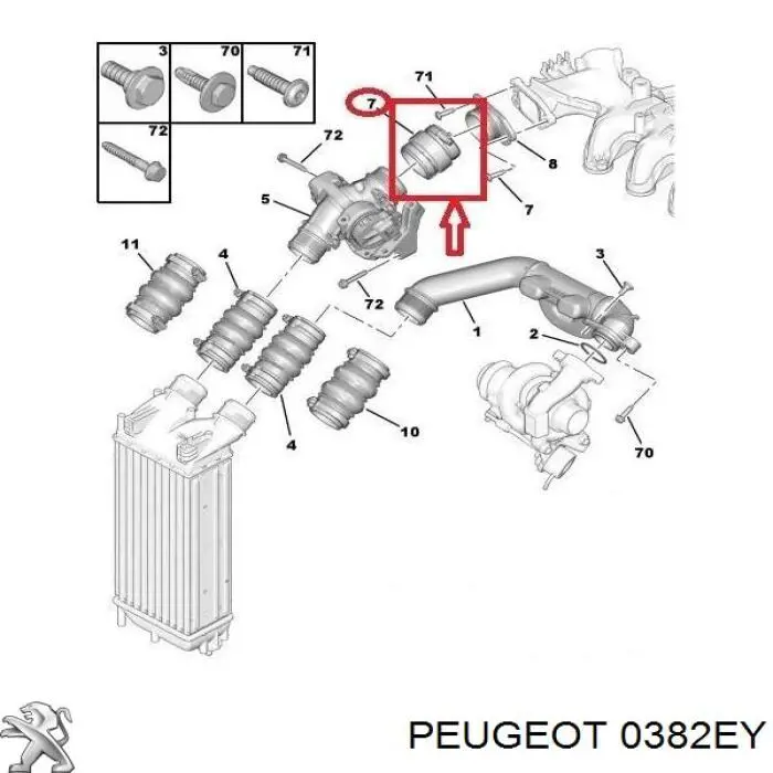 Купити 0382EY Peugeot/Citroen Шланг/патрубок интеркуллера