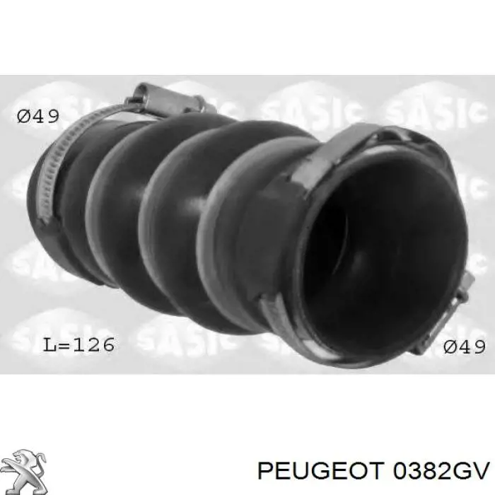 Шланг/патрубок інтеркулера, правий 0382GV Peugeot/Citroen