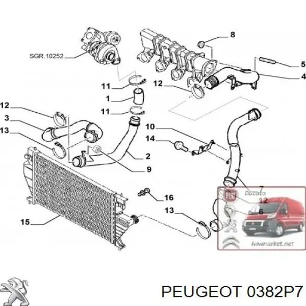 Шланг/патрубок интеркуллера Peugeot 807 (E) (Пежо 807)