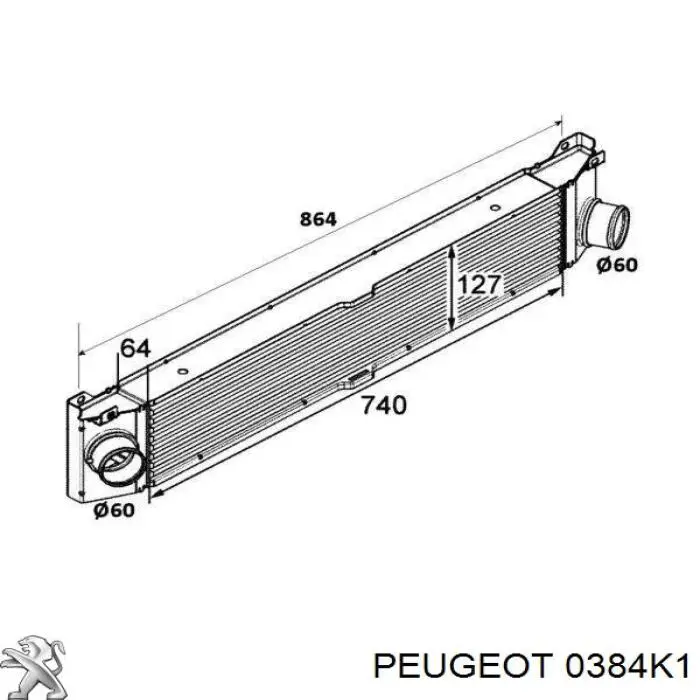 0384K1 Peugeot/Citroen радіатор интеркуллера