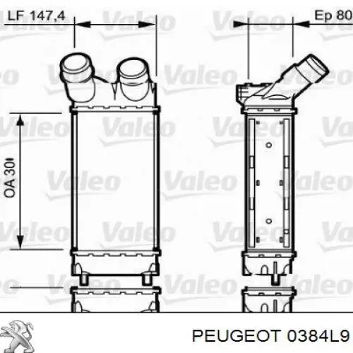 Радіатор интеркуллера 0384L9 Peugeot/Citroen