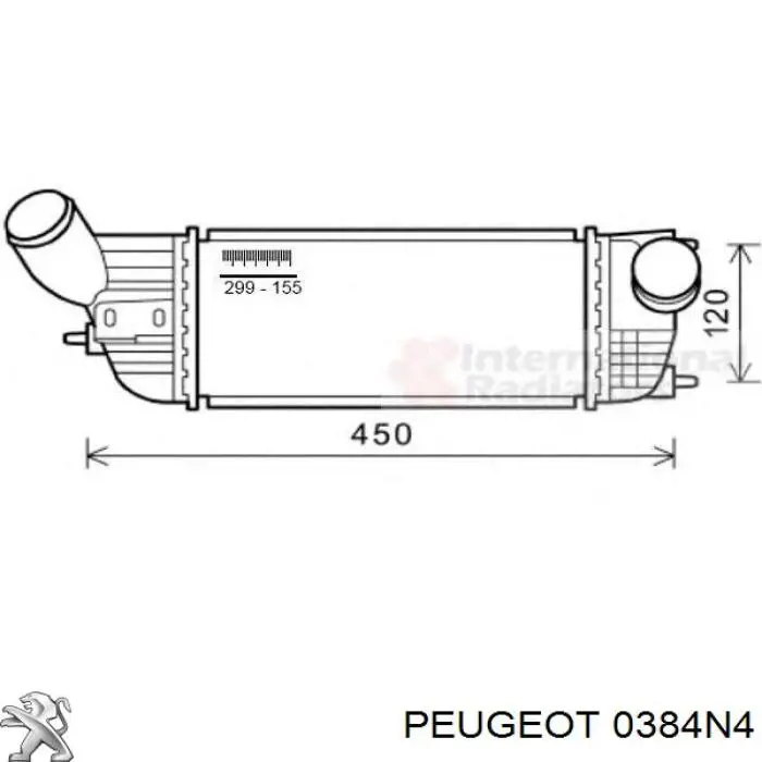 Купити 0384N4 Peugeot/Citroen Радіатор интеркуллера