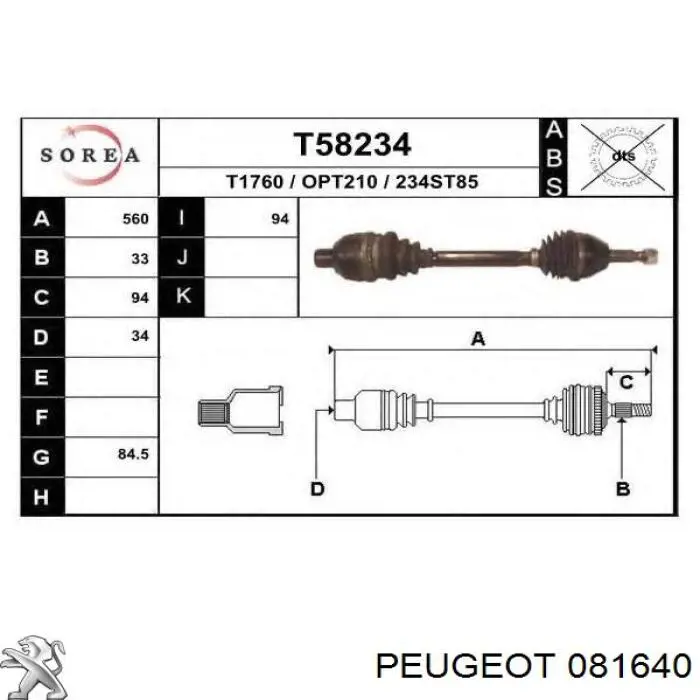 Ремінь ГРМ 081640 Peugeot/Citroen