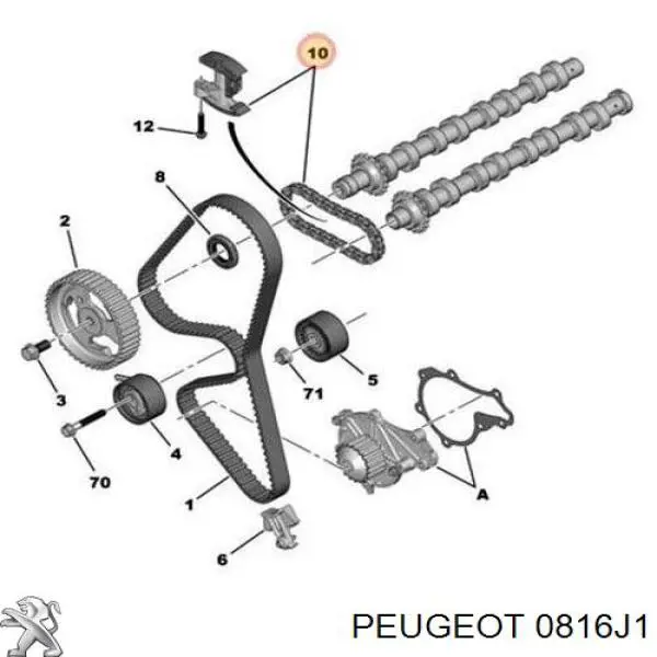 Ланцюг ГРМ, комплект, верхня Peugeot/Citroen 0816J1 ціна, від 73.51 USD