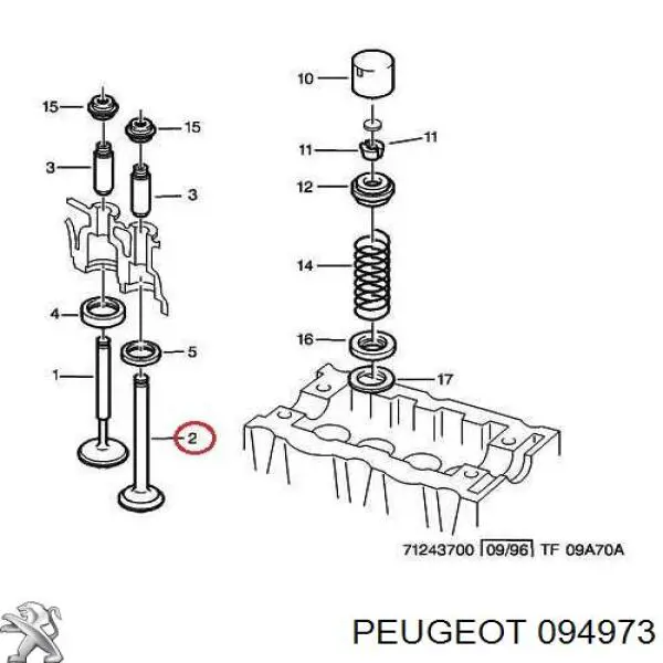 Купити 094973 Peugeot/Citroen Клапан випускний