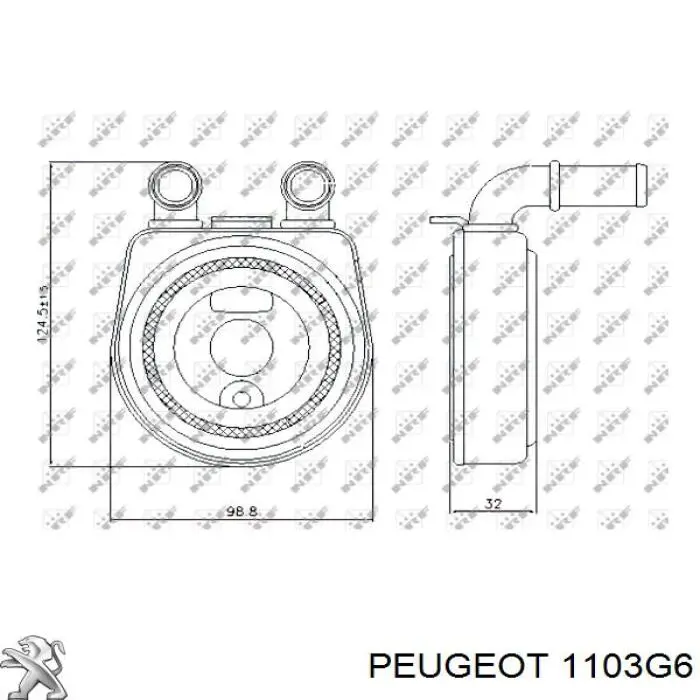 Радіатор масляний (холодильник), під фільтром 1103G6 PEUGEOT