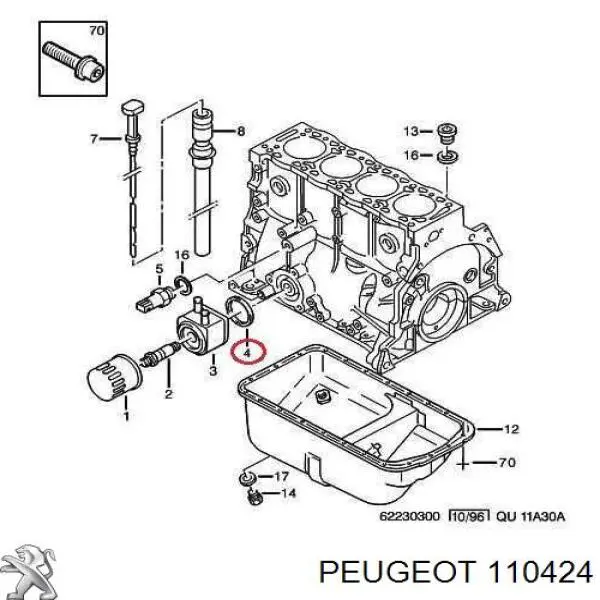 Прокладка адаптера масляного холодильника Peugeot/Citroen 110424 ціна, від 7.83 USD