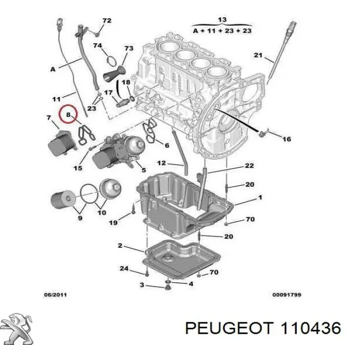 Прокладка радіатора масляного PEUGEOT 110436