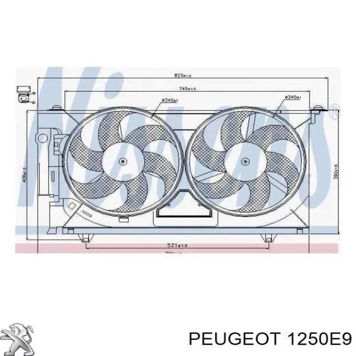 Купити 1250E9 Peugeot/Citroen Електровентилятор охолодження в зборі (двигун + крильчатка)