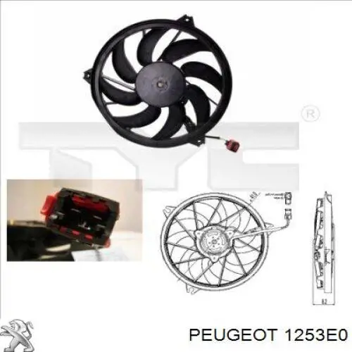 Купити 1253E0 Peugeot/Citroen Електровентилятор охолодження в зборі (двигун + крильчатка)