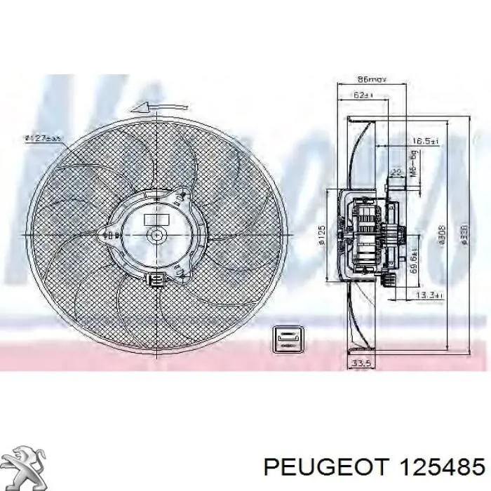 Вентилятор/крильчатка радіатора охолодження Peugeot/Citroen 125485 ціна, від 49.14 USD