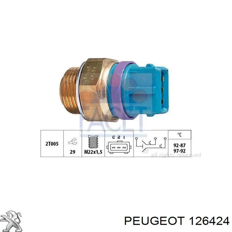 Термо-датчик включення вентилятора радіатора 126424 Peugeot/Citroen