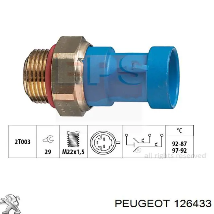 126433 Peugeot/Citroen термо-датчик включення вентилятора радіатора