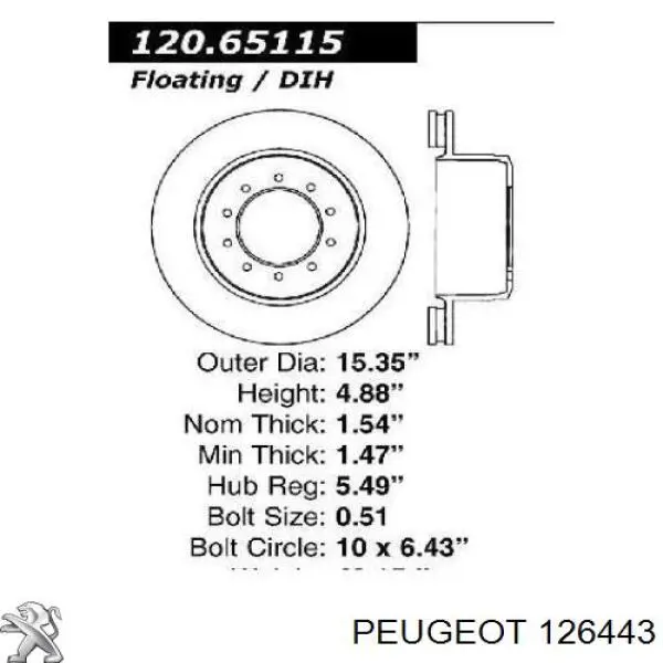 Купити 126443 Peugeot/Citroen Датчик включення вентилятора