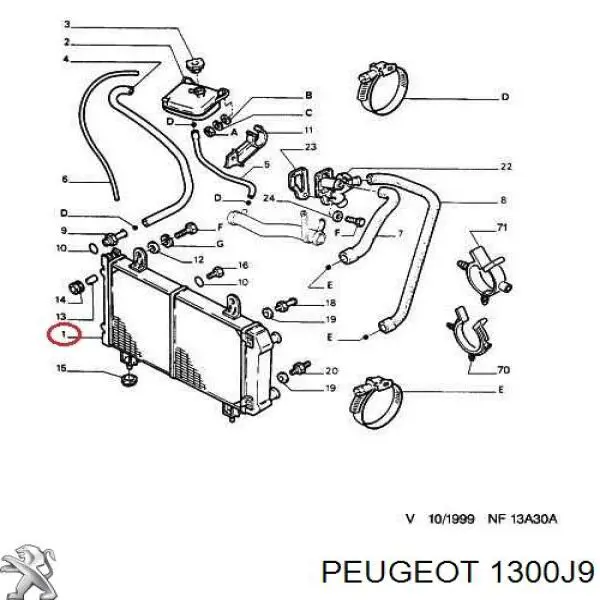1300J9 Peugeot/Citroen радіатор охолодження двигуна