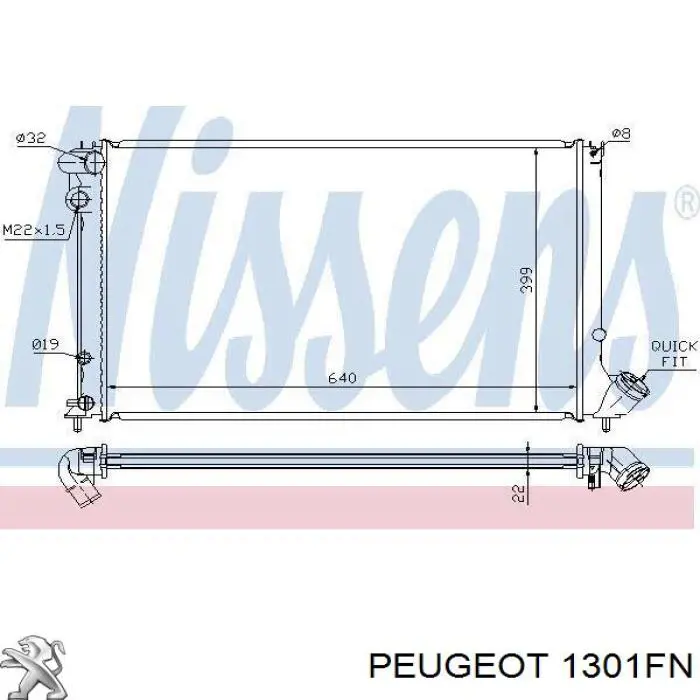 1301FN Peugeot/Citroen радіатор охолодження двигуна