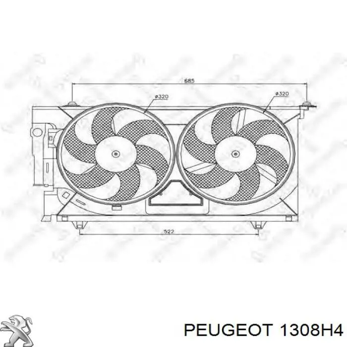 Дифузор (кожух) радіатора охолодження Peugeot/Citroen 1308H4 ціна, від 135.57 USD