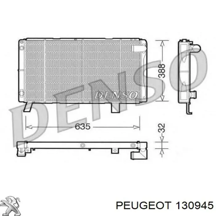 Радіатор охолодження двигуна на Peugeot 505 551A