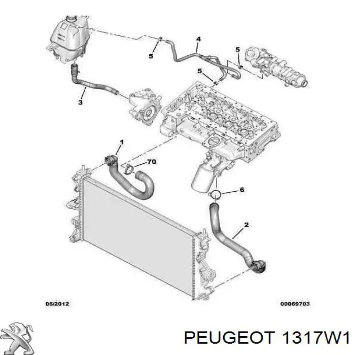 Шланг розширювального бачка, нижній 1317W0 Peugeot/Citroen