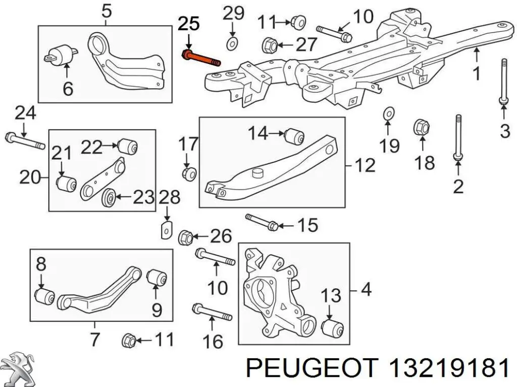 Болт кріплення заднього розвального важеля, внутрішній Peugeot/Citroen 13219181 ціна, від 6.89 USD